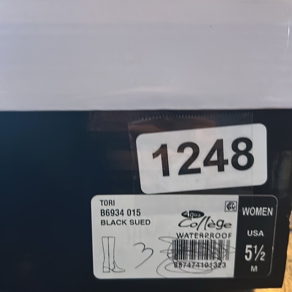 Aqua college Tori Black Waterproof Suede Square Toe Knee High Boots NEW Size 5.5 - Picture 10 of 10